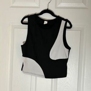 Black and White Sleeveless Crop Top